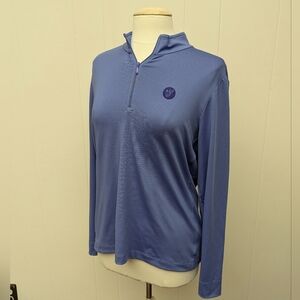 Vintage Periwinkle Blue Long Sleeve Quarter Zip Athletic Shirt By EP Pro Size L